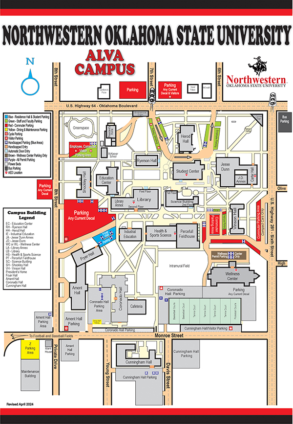 Map Of Oklahoma State University Campus Campus Map | Northwestern Oklahoma State University