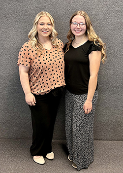 The 2024-2025 Child Welfare Professional Enhancement Program recipients are (left to right): Kyra Hussey, Okeene senior; and Cammi Rogge, Alva senior.