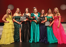 Miss Northwestern’s Teen contestants are (left to right) Dawsyn Burgess; Tanith Erikson; Hannah Hensley, People’s Choice Award; Madeline Ryerson, Miss Northwestern Teen; Merritt Mantz, second runner-up; Lydia Sciara, first runner-up; and Lauren Thomason.