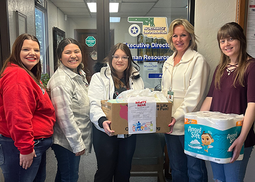 SWAT members deliver personal hygiene donations to the Nprthwest Center for Behavioral Health in Woodward.