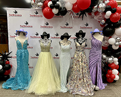 A selection of dresses from the 11th annual Primp for Prom event in Woodward. More than 500 dresses and 50 pairs of shoes were donated to the Northwestern Department of Social Work and co-sponsor Woodward High School. 