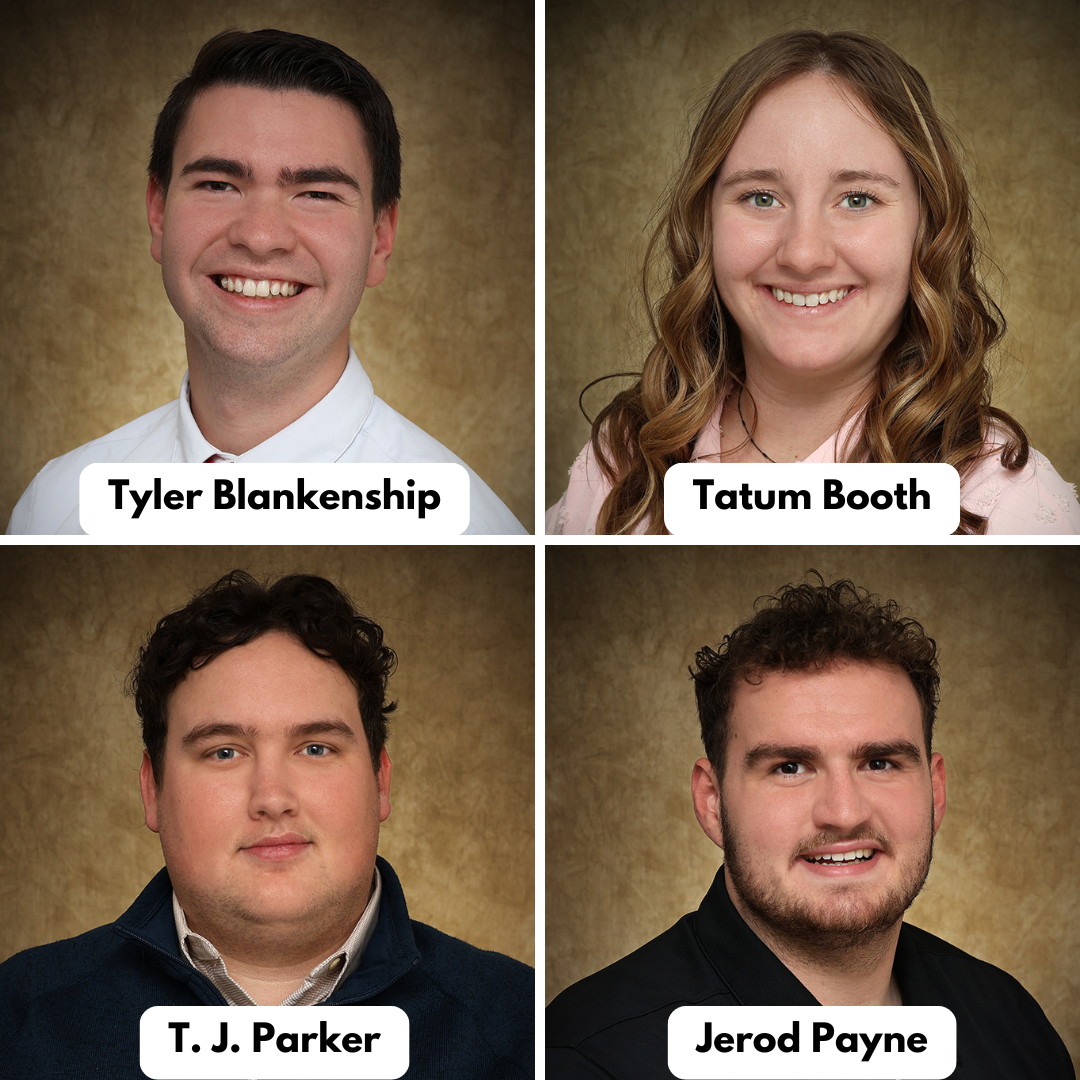 Top Row, Left to Right: Tyler Blankenship, Tatum Booth; Bottom Row Left to Right: T.J. Parker, Jerod Payne