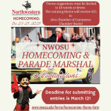 Northwestern Oklahoma State University’s Homecoming Committee is accepting parade marshal nominations and homecoming theme submissions for the fall 2025 homecoming. The deadline for both entries is Wednesday, March 12, at 5 p.m. 