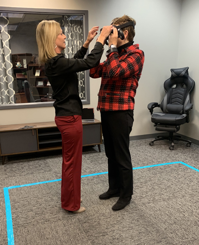 Jennifer Pribble, assistant professor of social work and director of field experience, serves as the VR lab coordinator and directs all experiential and simulations experiences for social work students.