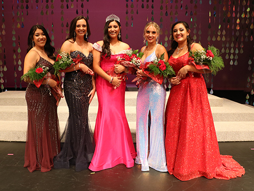 Winners from the 69th Miss Cinderella Pageant are (from left to right) fourth runner-up Maria Sosa, Miss Laverne; second runner-up Megan Spray, Miss Sharon-Mutual; Miss Cinderella 2021, Interview Award winner and Miss Congeniality Alondra Salas, Miss Ringwood; first runner-up and Talent Winner Justyce Wilson, Miss Woodward; and third runner-up Alondra Ceniceros, Miss Buffalo.