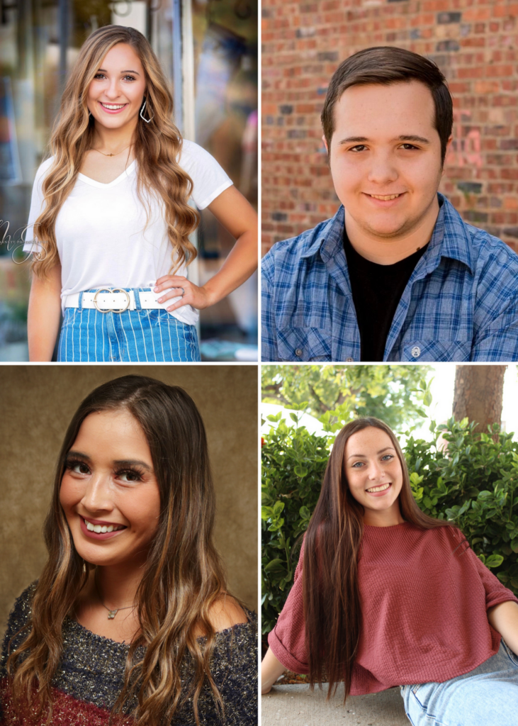 Top Row (Left to Right): Sagelyn Budy, John Cloud Bottom Row (Left to Right): Jerika Coon, Kenzie Doane