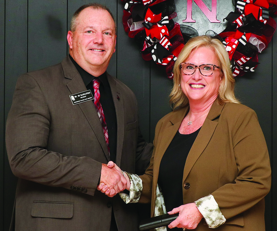 20-Year recipient: The 20-year service award recipient is Dr. Christie Riley (Right) with Northwestern President Dr. Bo Hannaford