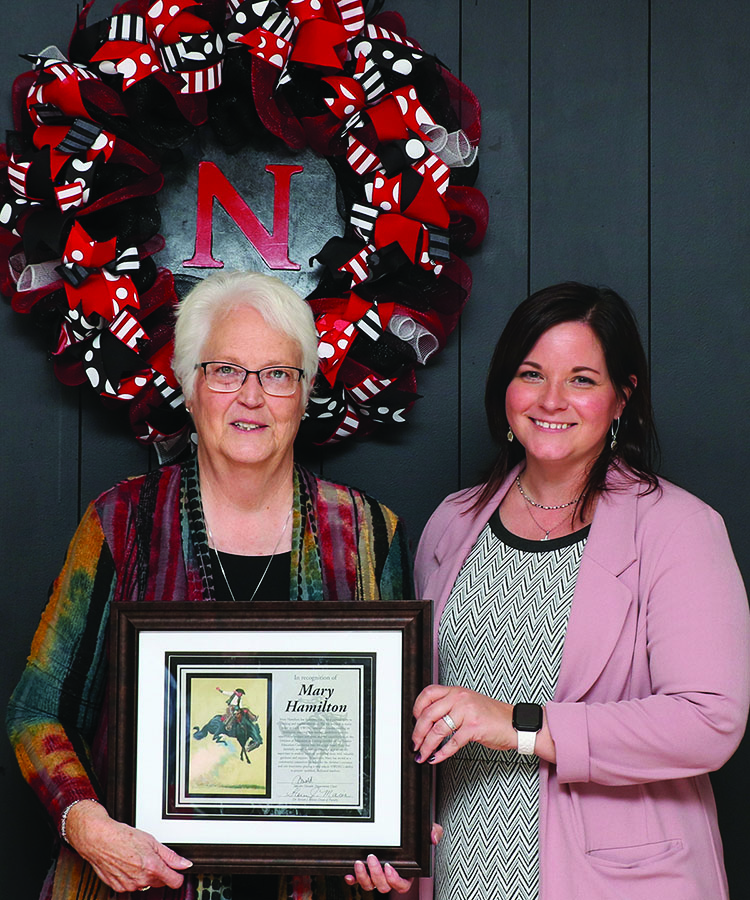 Outstanding Adjunct Faculty: Mary Hamilton (left) is the recipient of this year’s Outstanding Adjunct Faculty member. Dr. Jennifer Oswald, Northwestern Division of Education Chair, presented the award.
