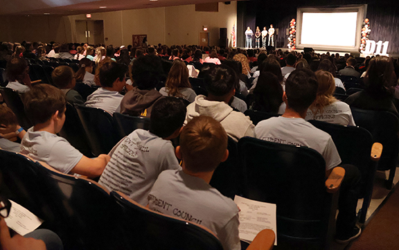 Students from 17 northwest Oklahoma and Oklahoma panhandle schools filled the Northwestern Oklahoma State University Herod Hall Auditorium recently for the Oklahoma Association of Student Councils District 11 fall leadership conference. The conference will return to the Northwestern-Alva campus next October.